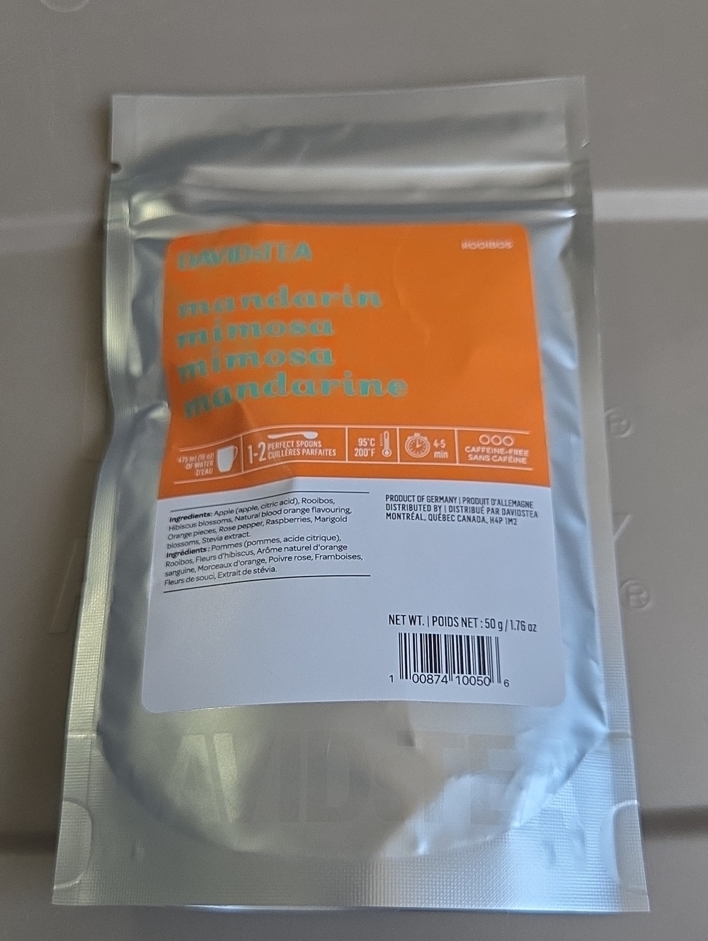 2/$20 New! Sealed! Davidstea MANADRIN MIMOSA Loose Leaf Tea 50g Davids Tea